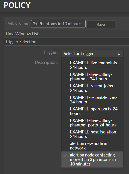 policy trigger select